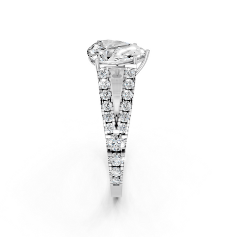 White gold Pear Cut Split Shank Pave Engagement Ring with Four-Prong Setting_10