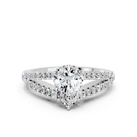 White gold Pear Cut Split Shank Pave Engagement Ring with Four-Prong Setting_17