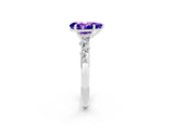 White gold Pear Cut Tanzanite Cluster Side Stone Solitaire Ring with Prong Setting_26