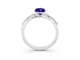 White gold Pear Cut Tanzanite Cluster Side Stone Solitaire Ring with Prong Setting_27