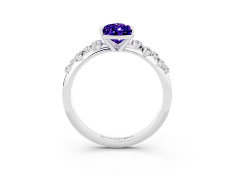 White gold Pear Cut Tanzanite Cluster Side Stone Solitaire Ring with Prong Setting_27