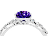 White gold Pear Cut Tanzanite Cluster Side Stone Solitaire Ring with Prong Setting_28