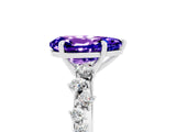 White gold Pear Cut Tanzanite Cluster Side Stone Solitaire Ring with Prong Setting_29