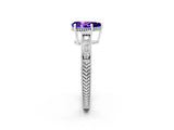 White gold Pear Cut Tanzanite Engagement Ring with Milgrain Channel Set Band and Prong Setting_2