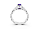 White gold Pear Cut Tanzanite Engagement Ring with Milgrain Channel Set Band and Prong Setting_3