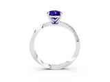 White gold Pear Cut Tanzanite Engagement Ring with Side Stone Accents and Four-Prong Setting_30