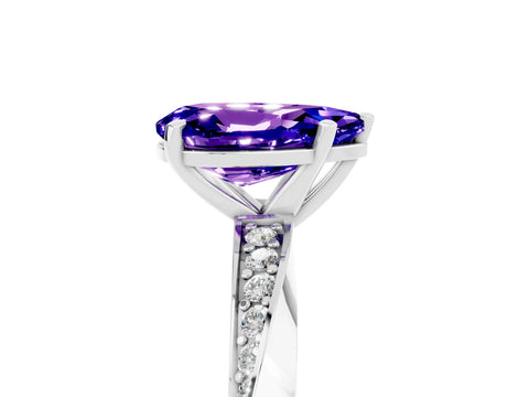 White gold Pear Cut Tanzanite Engagement Ring with Side Stone Accents and Four-Prong Setting_32