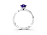 White gold Pear Cut Tanzanite Engagement Ring with Side Stone Accents and Four-Prong Setting_39