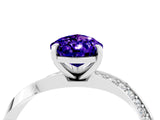 White gold Pear Cut Tanzanite Engagement Ring with Side Stone Accents and Four-Prong Setting_40