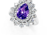 White gold Pear Cut Tanzanite Floral Double Halo Engagement Ring with Prong Setting_37