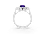 White gold Pear Cut Tanzanite Floral Double Halo Engagement Ring with Prong Setting_39