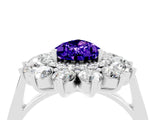 White gold Pear Cut Tanzanite Floral Double Halo Engagement Ring with Prong Setting_40