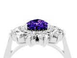 White gold Pear Cut Tanzanite Floral Double Halo Engagement Ring with Prong Setting_88