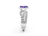 White gold Pear Cut Tanzanite Halo Ring with Round Split Shank and Prong Setting_62