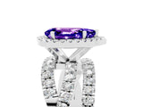 White gold Pear Cut Tanzanite Halo Ring with Round Split Shank and Prong Setting_77