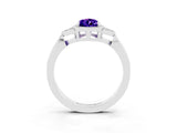 White gold Pear Cut Tanzanite Halo Ring with Tapered Band and Four-Prong Setting_3