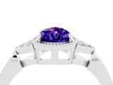 White gold Pear Cut Tanzanite Halo Ring with Tapered Band and Four-Prong Setting_4