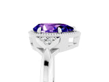 White gold Pear Cut Tanzanite Halo Ring with Tapered Band and Four-Prong Setting_5