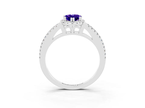 White gold Pear Cut Tanzanite Halo Split Shank Engagement Ring_15