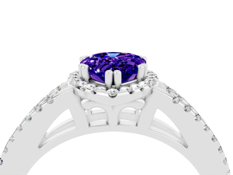 White gold Pear Cut Tanzanite Halo Split Shank Engagement Ring_16