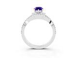 White gold Pear Cut Tanzanite  Halo Twist Band Solitaire Prong Setting Ring_27