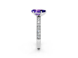 White gold Pear Cut Tanzanite Milgrain Pavé Engagement Ring with Four-Prong Setting_2