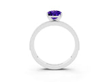 White gold Pear Cut Tanzanite Milgrain Pavé Engagement Ring with Four-Prong Setting_3