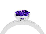 White gold Pear Cut Tanzanite Milgrain Pavé Engagement Ring with Four-Prong Setting_4
