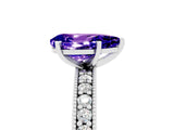 White gold Pear Cut Tanzanite Milgrain Pavé Engagement Ring with Four-Prong Setting_5