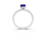 White gold Pear Cut Tanzanite Pave Band Solitaire Ring with Four-Prong Setting_27