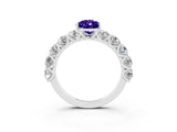 White gold Pear Cut Tanzanite Prong Setting with Side Stones on a Pave Band_3