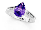 White gold Pear Cut Tanzanite Ring with Milgrain Pavé Band and Four-Prong Setting_37
