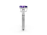 White gold Pear Cut Tanzanite Ring with Milgrain Pavé Band and Four-Prong Setting_38
