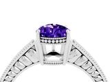 White gold Pear Cut Tanzanite Ring with Milgrain Pavé Band and Four-Prong Setting_40