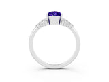 White gold Pear Cut Tanzanite Ring with Side Stones and Four-Prong Setting_39