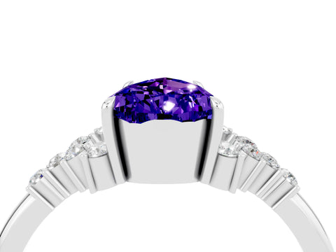 White gold Pear Cut Tanzanite Ring with Side Stones and Four-Prong Setting_40