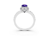 White gold Pear Cut Tanzanite Scalloped Halo Engagement Ring with Round Shared Prong Band_27