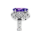 White gold Pear Cut Tanzanite Scalloped Halo Engagement Ring with Round Shared Prong Band_53