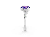 White gold Pear Cut Tanzanite Scattered Round Accent Ring with Prong Setting_26