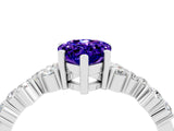 White gold Pear Cut Tanzanite Scattered Round Accent Ring with Prong Setting_28