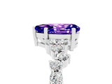 White gold Pear Cut Tanzanite Scattered Round Accent Ring with Prong Setting_29