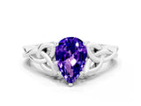 White gold Pear Cut Tanzanite Solitaire Celtic Knot Ring with Four-Prong Setting_12