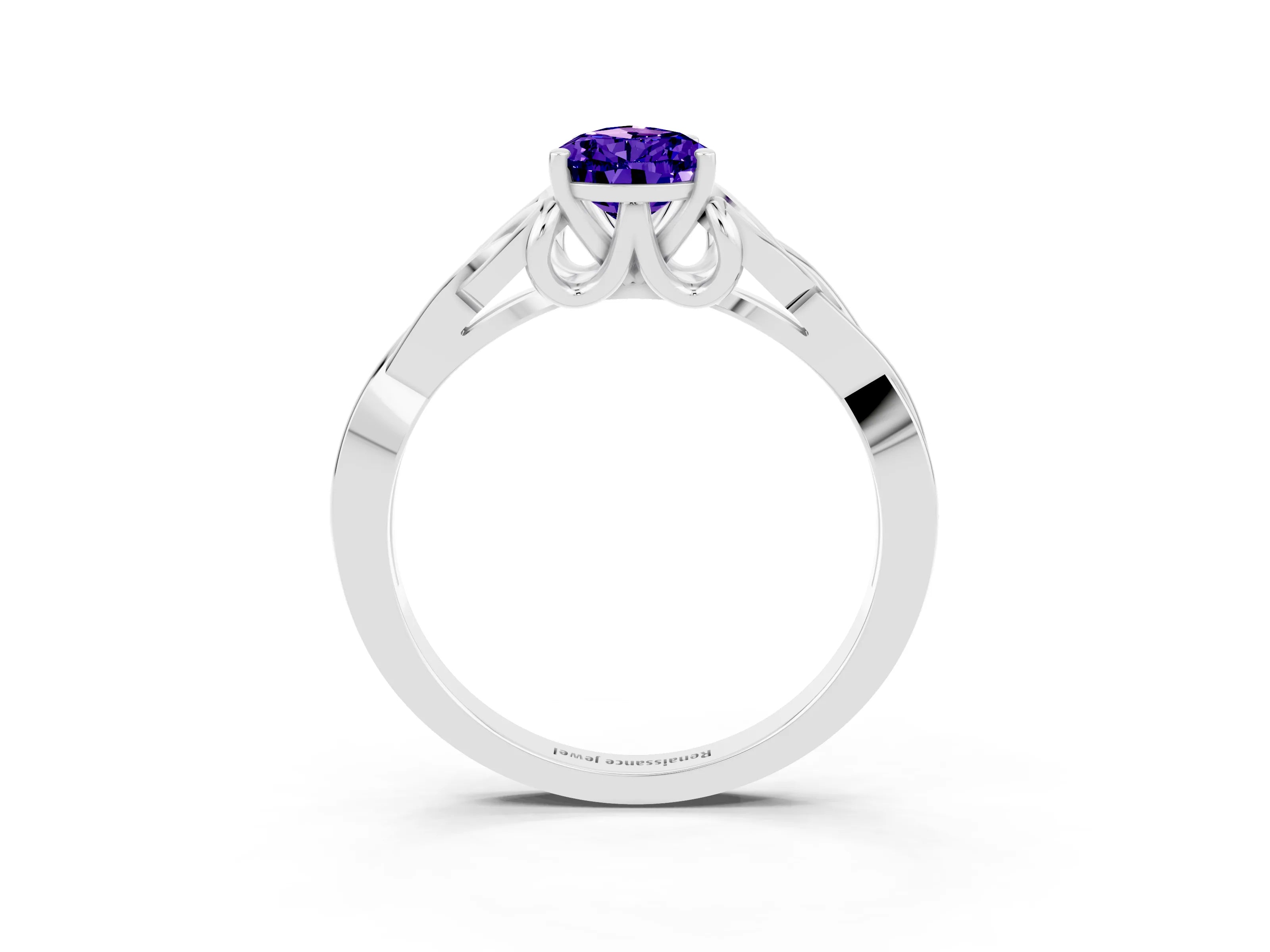 White gold Pear Cut Tanzanite Solitaire Celtic Knot Ring with Four-Prong Setting_15