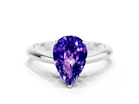 White gold Pear Cut Tanzanite Solitaire Engagement Ring with Cathedral Setting and Four-Prong Mount_12