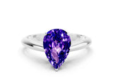 White gold Pear Cut Tanzanite Solitaire Engagement Ring with Cathedral Setting and Four-Prong Mount_24