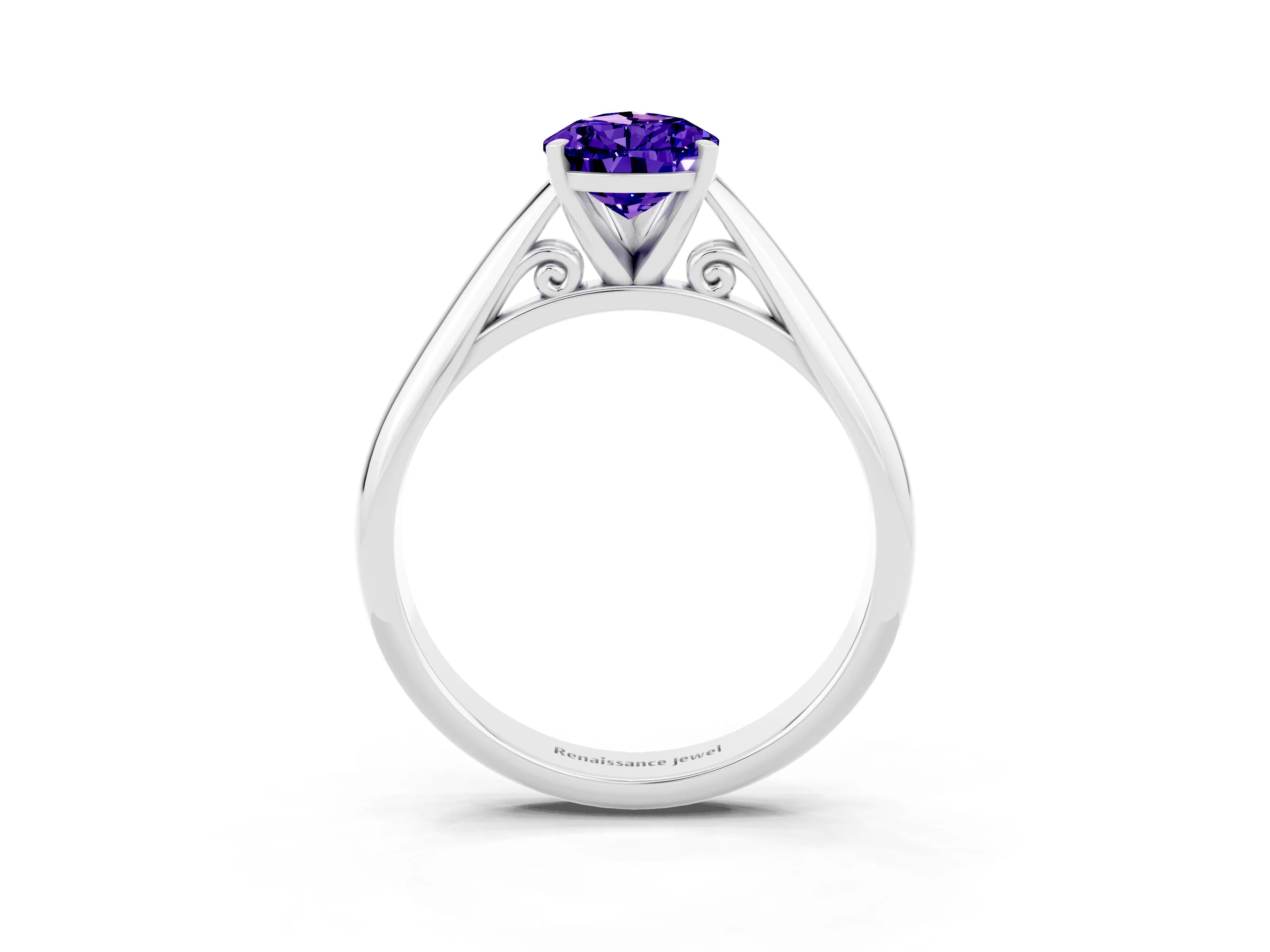 White gold Pear Cut Tanzanite Solitaire Engagement Ring with Cathedral Setting and Four-Prong Mount_27