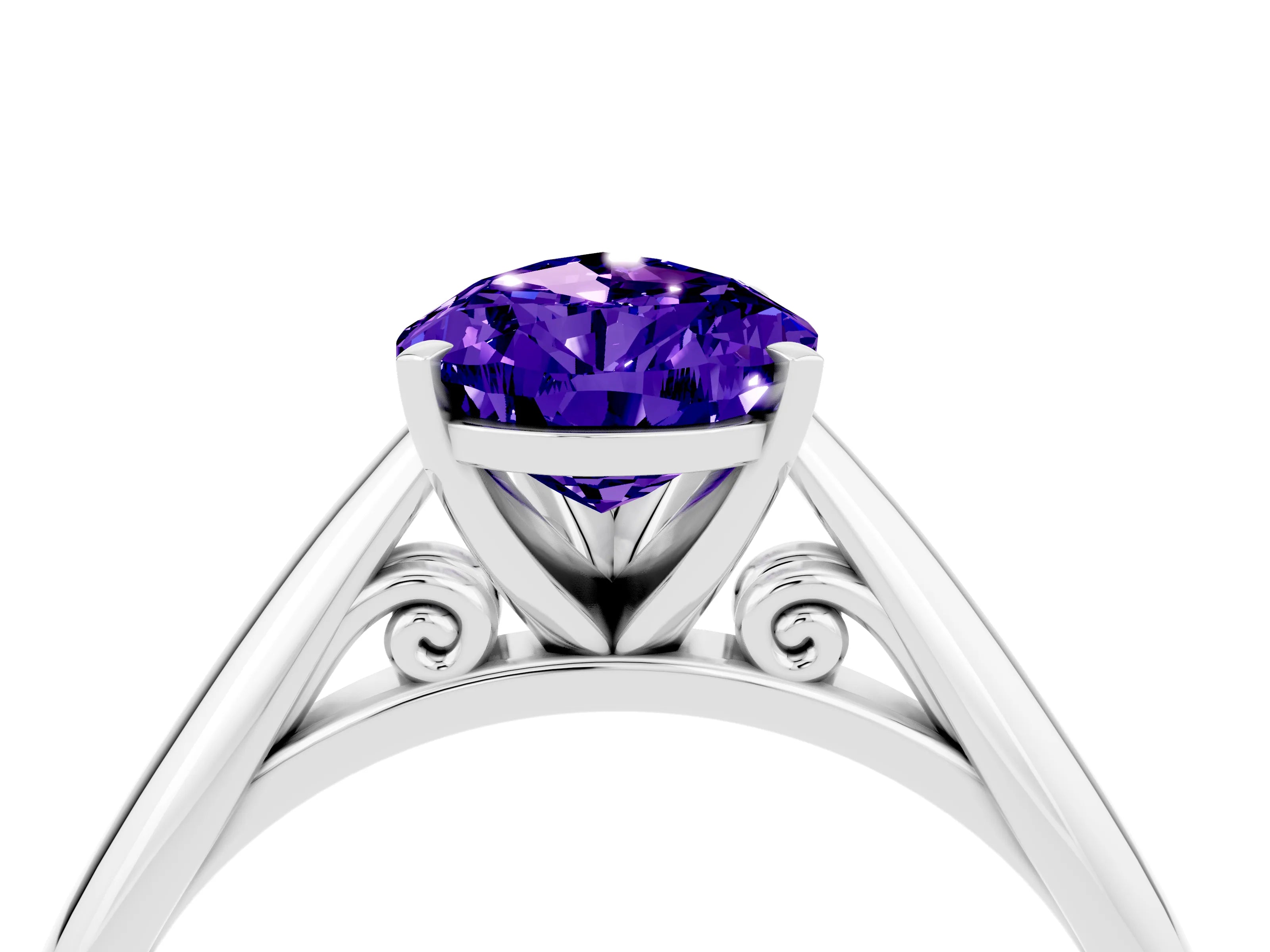 White gold Pear Cut Tanzanite Solitaire Engagement Ring with Cathedral Setting and Four-Prong Mount_28