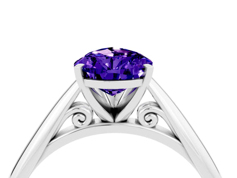 White gold Pear Cut Tanzanite Solitaire Engagement Ring with Cathedral Setting and Four-Prong Mount_28