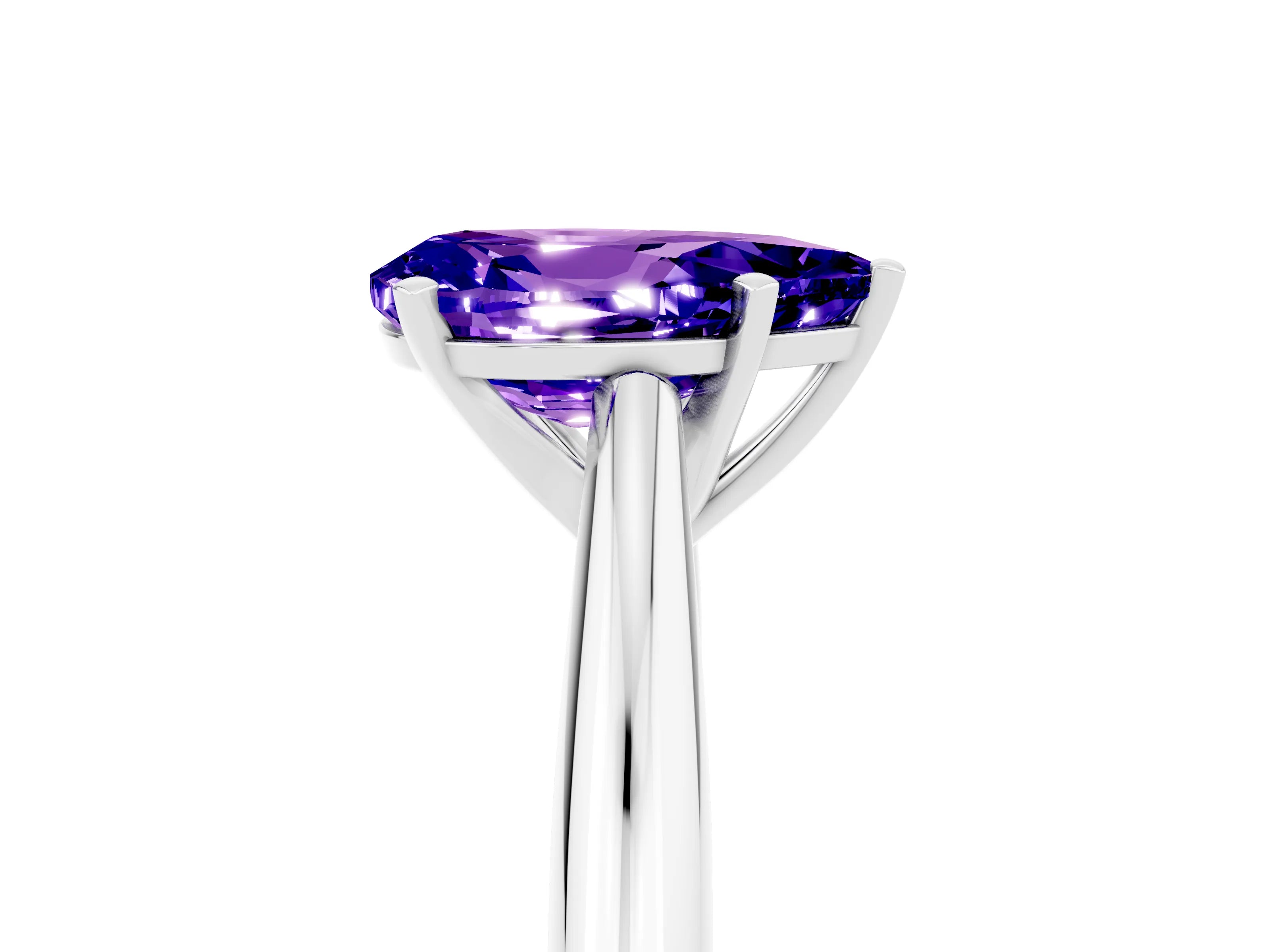 White gold Pear Cut Tanzanite Solitaire Engagement Ring with Cathedral Setting and Four-Prong Mount_29