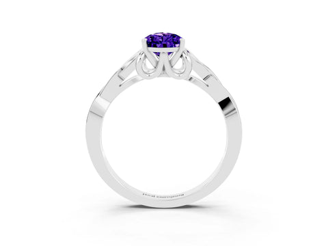 White gold Pear Cut Tanzanite Solitaire Engagement Ring with Celtic Knot Band and Four-Prong Setting_3